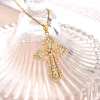 A new cross-border copper-plated real gold cross necklace accessory from Europe and America, a simple pendant, and a versatile Southeast Asian trend set with zircon details Picture
